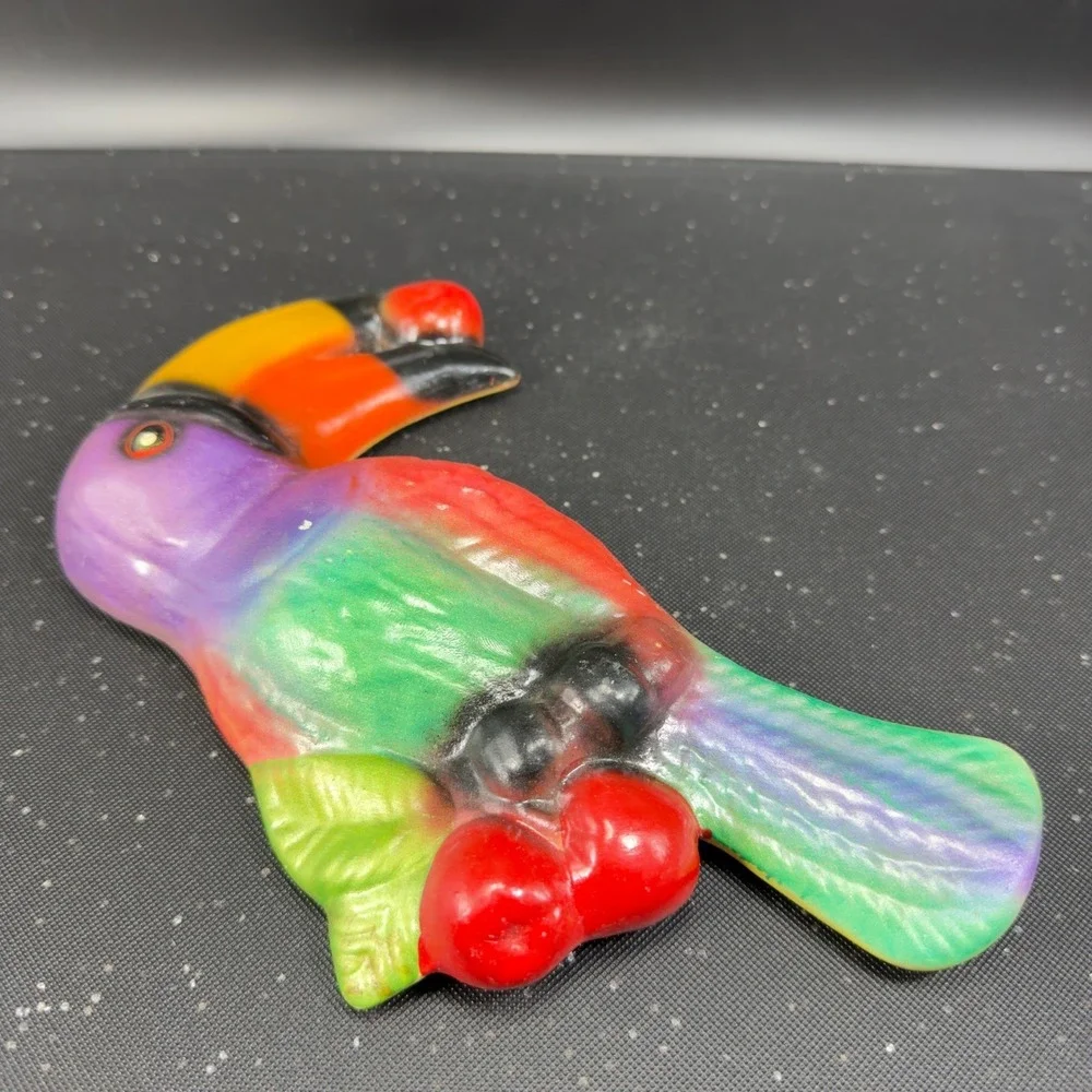 Vintage Ceramic Toucan Wall Hanging Tropical Bird Figurine Multi Color Decor VTG